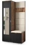 Masseno Garderobenschrank, Eiche, Schwarz, Beige, Holzwerkstoff, 3 F&auml;cher,...