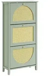 SoBuy Schuhschrank, Gr&uuml;n, Holzwerkstoff, 3 F&auml;cher, Rechteckig, Bodenplatte,
