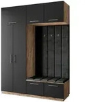 Masseno Garderobenschrank, Eiche, Schwarz, Schwarz, Holzwerkstoff, 5 F&auml;cher,