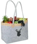 Relaxdays Einkaufstasche, Grau, Textil, 54x34x24 cm, Kleinm&ouml;bel, Kamine & Zubeh&ouml;r,