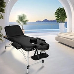 tectake Massageliege, Schwarz, Metall, 95x89x210 cm, Freizeit, Wellness,