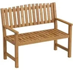 Outsunny Gartenbank, Natur, Holz, 2-Sitzer, 64x92x112 cm, Gartenm&ouml;bel,...