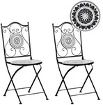 Beliani Gartenstuhl, Schwarz, Wei&szlig;, Metall, 40x90x45 cm, Gartenm&ouml;bel,