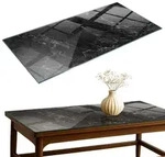 Tulup Tischplatte, Schwarz, Glas, 140x70x0.4 cm, Esszimmer, Tische, Esstische,