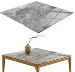 Tulup Tischplatte, Dunkelgrau, Glas, 50x50x0.4 cm, Esszimmer, Tische, Esstische,