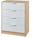 [en.casa] Kommode, Eiche, Wei&szlig;, Holzwerkstoff, 4 Schubladen, Rechteckig, 70x90x40