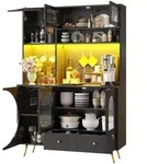 Stilvora Highboard, Schwarz, Metall, 3 F&auml;cher, 2 Schubladen,...
