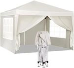 Woltu Pavillon, Beige, Metall, 300x300x260 cm, Sonnenschutz & Sichtschutz, Pavillons