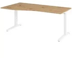 b&uuml;m&ouml; Schreibtisch, Wildeiche, Wei&szlig;, Holzwerkstoff, Nachbildung,Eiche, Rechteckig,