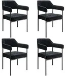 tectake Armlehnstuhl, Schwarz, Schwarz, Textil, Pappel, 58x85x62 cm, Esszimmer,