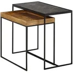 Kadima Design Beistelltisch, Braun, Metall, Echtholz,Mangoholz,
