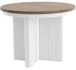 Beautysofa Esstisch, Wei&szlig;, Walnuss, Metall, 6-Sitzer, Rund,Rund, 100x77x100 cm,