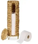 Relaxdays Toilettenpapierst&auml;nder, Hellbraun, Textil, Rund, 16x50.5x16 cm,
