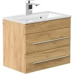 Mid.you Waschtischkombi, Eiche, Metall, 2 Schublade(n) Schubladen, 60.6 cm,...