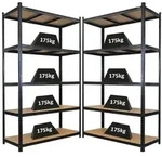 Proregal Schwerlastregal, Schwarz, Metall, Rechteckig, 120x200x50 cm, Freizeit,