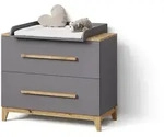 Livinity&reg; Wickelkommode, Grau, Eiche Artisan, Holzwerkstoff, 2 F&auml;cher, 2