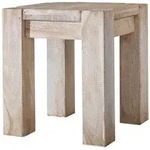 Massivmoebel24 Hocker, Beige, Holz, Echtholz,Akazie, Quadratisch, 40x45x40 cm,
