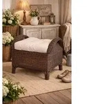 Mid.you Hocker, Braun, Holz, Rattan, massiv, Uni, F&uuml;llung: Schaumstoff, Vlies,