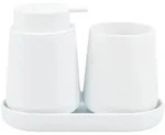 eluno Bad-Accessoires-Set, Wei&szlig;, Kunststoff, 18.5x13.5x10 cm, Badaccessoires