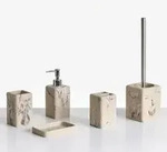 Beliani Badaccessoires, Beige, Silber, Kunststoff, 8x10x8 cm, Badaccessoires