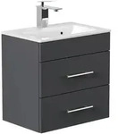 Mid.you Waschtischkombi, Graphit, Metall, 2 Schublade(n) Schubladen, 50 cm,...