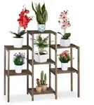 Relaxdays Blumenregal, Dunkelbraun, Holz, 95x86x29 cm, Wohnzimmer, Wohnzimmertische,