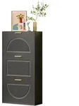 Stilvora Schuhschrank, Schwarz, Holzwerkstoff, 3 F&auml;cher, Rechteckig,Rechteckig,