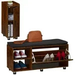 Relaxdays Garderoben-Set, Braun, Textil, einzeln stellbar, 100x48.5x35.5 cm,