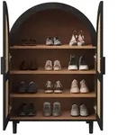 Stilvora Schuhschrank, Schwarz, Natur, Holzwerkstoff, 3 F&auml;cher, Formgebogen,