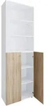 Mid.you Schuhschrank Lona, Wei&szlig;, Sonoma Eiche, Kunststoff, 4 F&auml;cher, 70x220x40 cm,