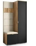 Masseno Garderobenschrank, Eiche Wotan, Schwarz, Beige, Holzwerkstoff, 3...