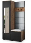 Masseno Garderobenschrank, Eiche, Schwarz, Hellgrau, Holzwerkstoff, 3 F&auml;cher,
