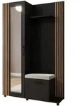 Masseno Garderobenschrank, Schwarz, Holzwerkstoff, 4 F&auml;cher, 137x207x42 cm,