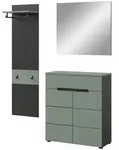 Inn.Furn Garderobe-Set, Salbeigr&uuml;n, Dunkelgrau, Kunststoff, Uni, 3 F&auml;cher, 1