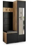 Masseno Garderobenschrank, Eiche Wotan, Schwarz, Schwarz, Holzwerkstoff, 3...