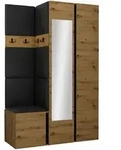 Mirjan24 Garderoben-Set, Eiche Artisan, Schwarz, Kunststoff, 116x186x46 cm,