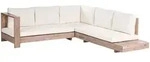 Beliani Gartenecksofa, Hellbraun, Braun, Wei&szlig;, Holz, 225x64x212 cm, Loungem&ouml;bel,