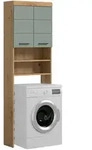 Mid.you Waschmaschinenschrank, Salbeigr&uuml;n, Eiche Artisan, Kunststoff, 63x191x24 cm,