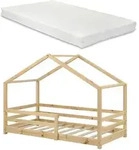[en.casa] Hausbett, Natur, Textil, Kiefer, 90x200 cm, Kinderzimmer & Jugendzimmer,