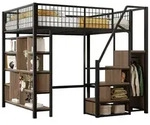 Stilvora Hochbett, Schwarz, Metall, Holz, 140x200 cm, Kinderzimmer &...