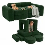 Relaxdays Kindersofa, Dunkelgr&uuml;n, Kunststoff, Textil, 108x32x50 cm, Kinderzimmer &