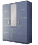 Masseno Dreht&uuml;renschrank, Blau, Holzwerkstoff, 4 F&auml;cher, 3 Schubladen,...