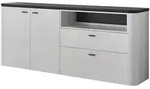 Xora Sideboard, Wei&szlig;, Dunkelgrau, Kunststoff, Marmoroptik, 2 F&auml;cher, 2 Schublade(n)