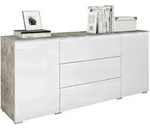 P & B Sideboard Vera, Grau, Wei&szlig; Hochglanz, Kunststoff, Betonoptik, 2 F&auml;cher, 3