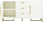 Stilvora Sideboard, Wei&szlig;, Metall, 2 F&auml;cher, 3 Schubladen,...