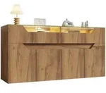 Stilvora Sideboard, Natur, Holzwerkstoff, Glas, 2 Schubladen,...