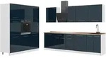 Vicco K&uuml;chenzeile, Dunkelblau, Wei&szlig;, Holzwerkstoff, Rechteckig, 460x206.8x60...
