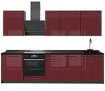 Vicco K&uuml;chenzeile, Bordeaux, Anthrazit, Holzwerkstoff, Rechteckig, 280x206.8x60 cm,