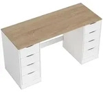 Homcom Schreibtisch, Wei&szlig;, Holzwerkstoff, 8 Schubladen, Rechteckig, 53x75x140 cm,