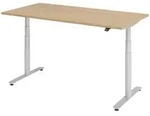 b&uuml;m&ouml; Schreibtisch, Eiche, Silber, Holzwerkstoff, Nachbildung,Eiche, Rechteckig,